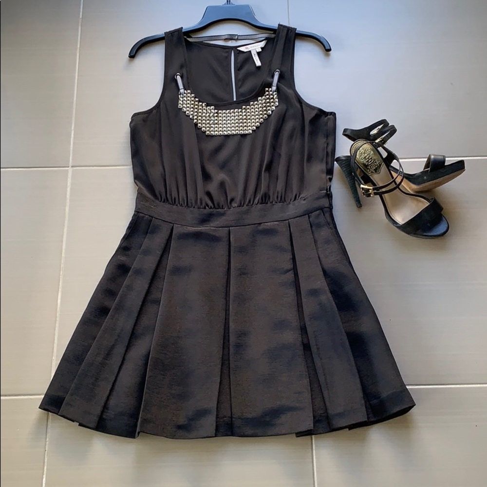 BCBGeneration Black Cocktail Dress w Silver Accent